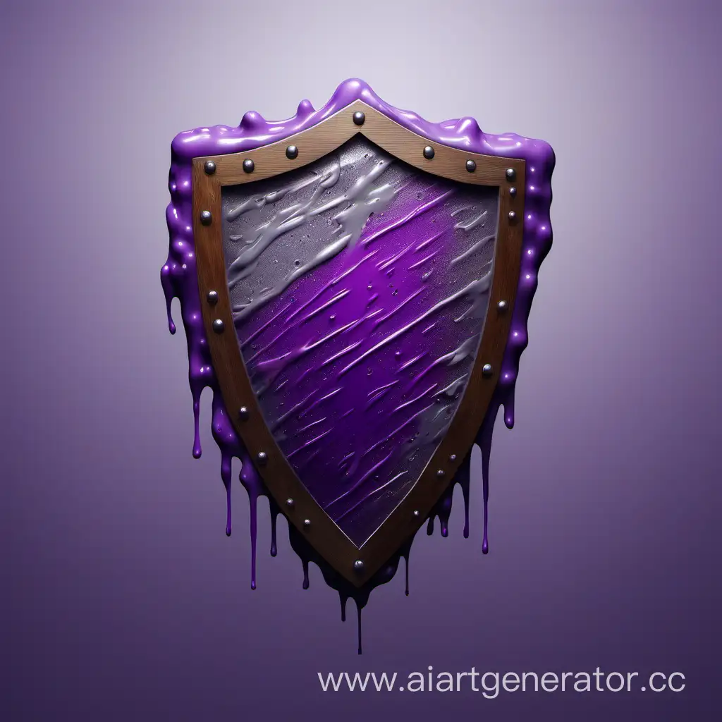 Weathered-Wooden-Shield-Covered-in-Purple-Slime