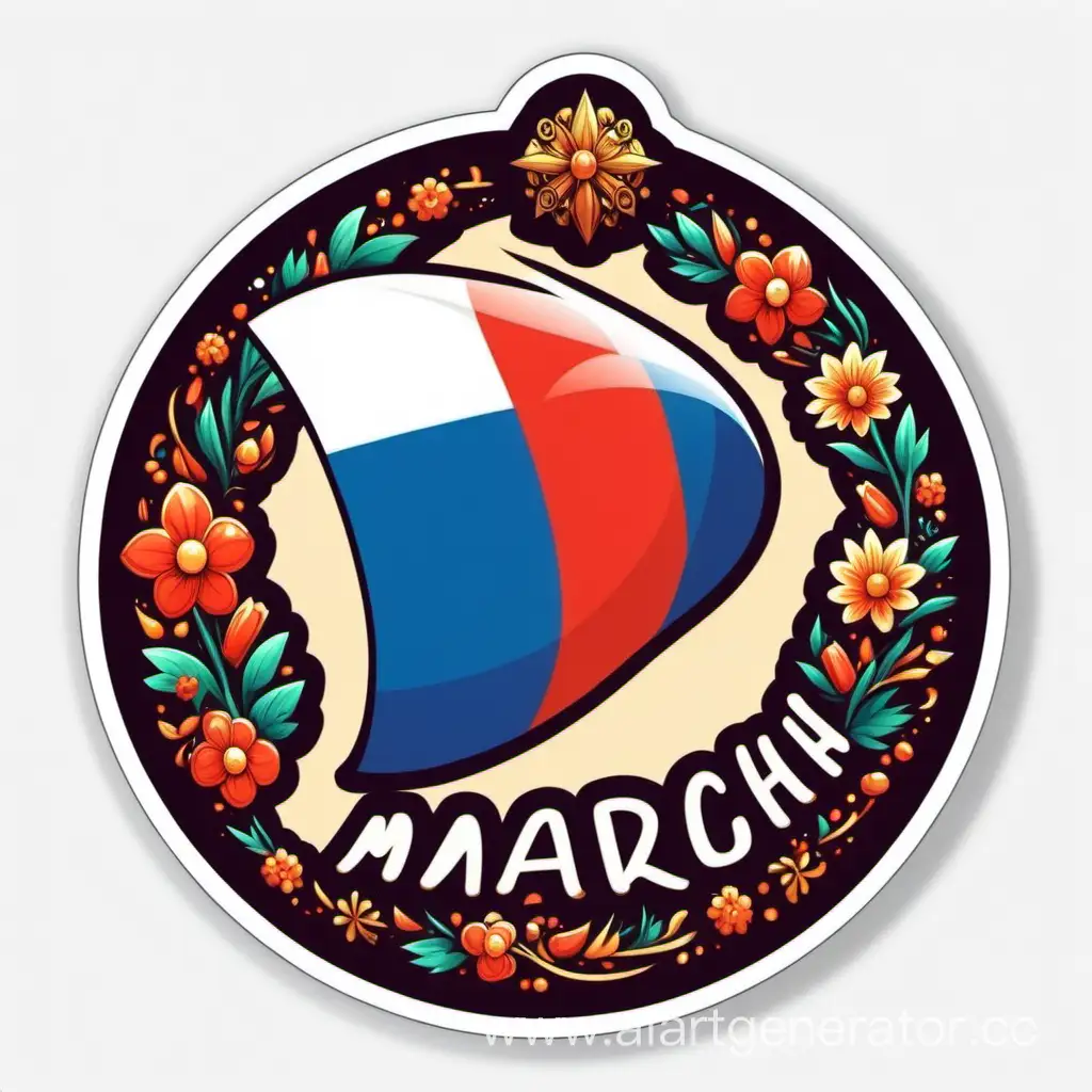 8 марта, стикер, наклейка, праздник, русский
