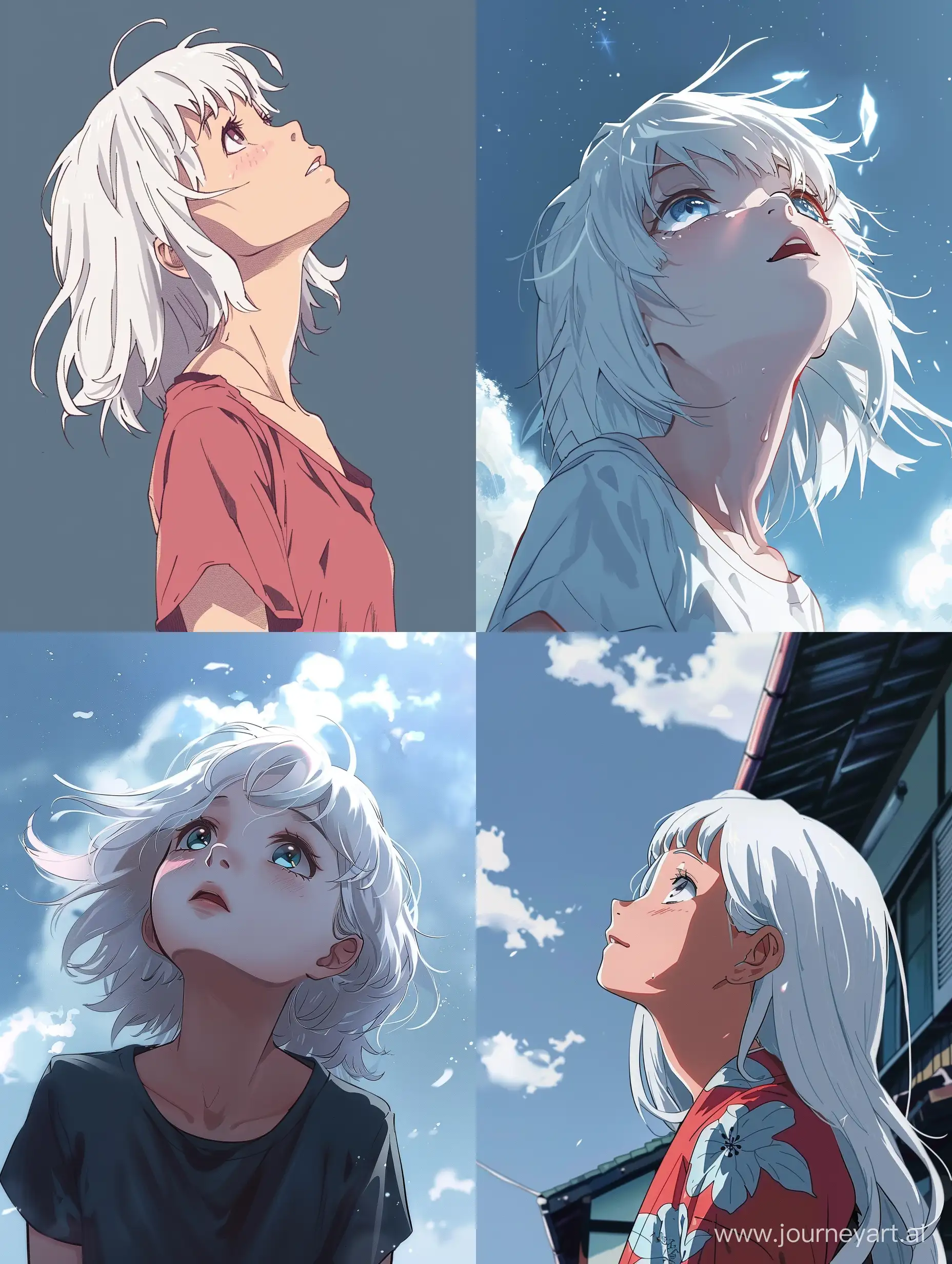 Adorable-Anime-Girl-with-White-Hair-Gazing-at-the-Sky