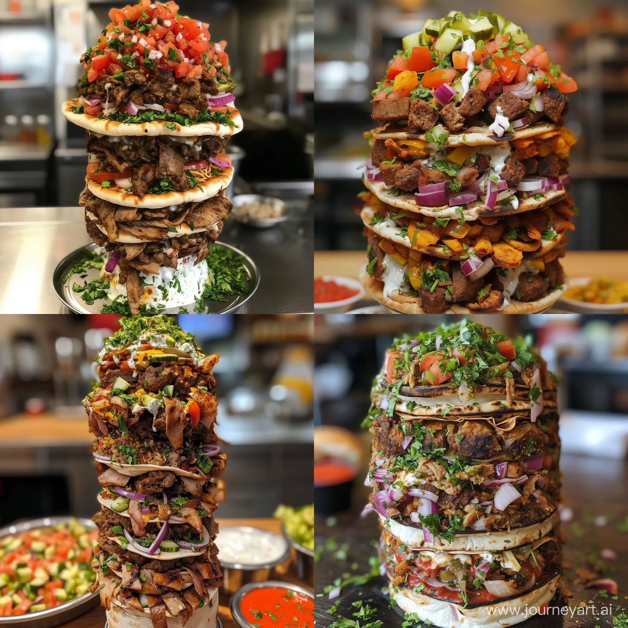 Mouthwatering-Shawarma-Tower-A-Culinary-Masterpiece-with-6-Layers-of-Delight