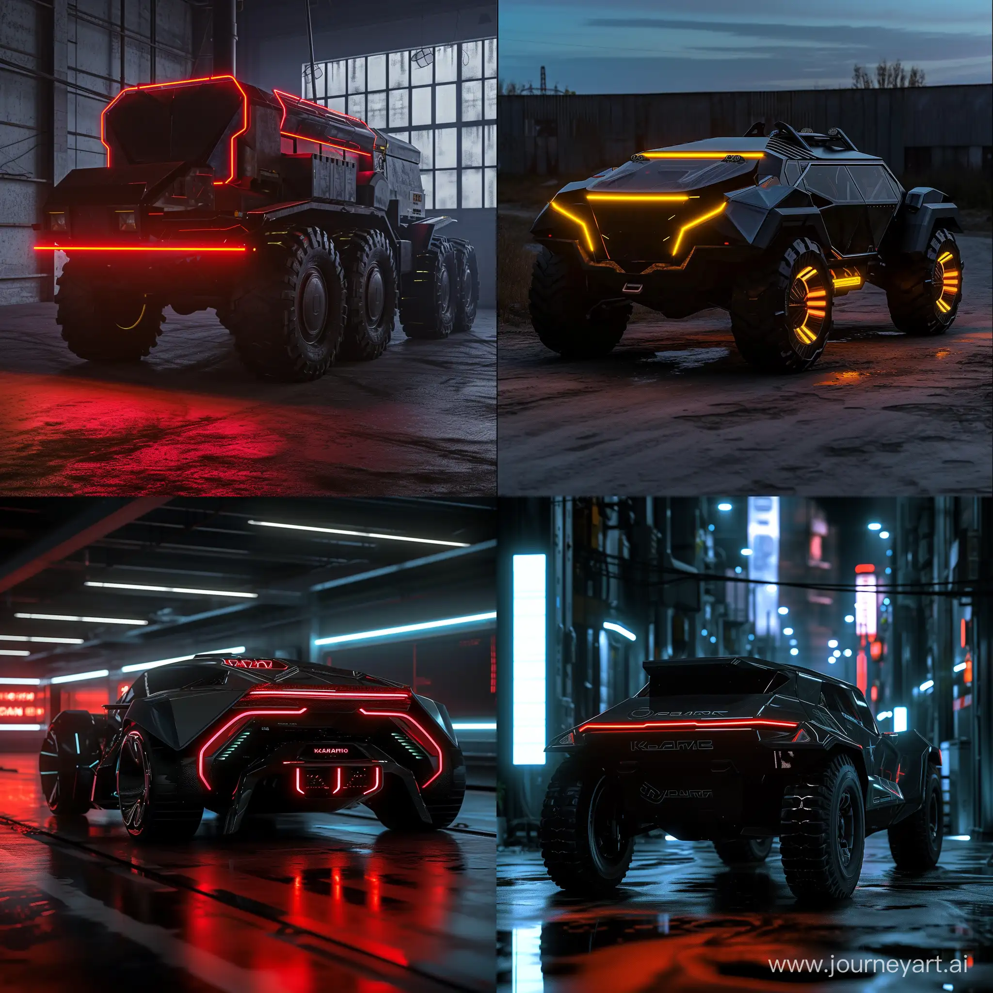 Futuristic KAMAZ, OLED lighting, OLED backlight, in cinematic style