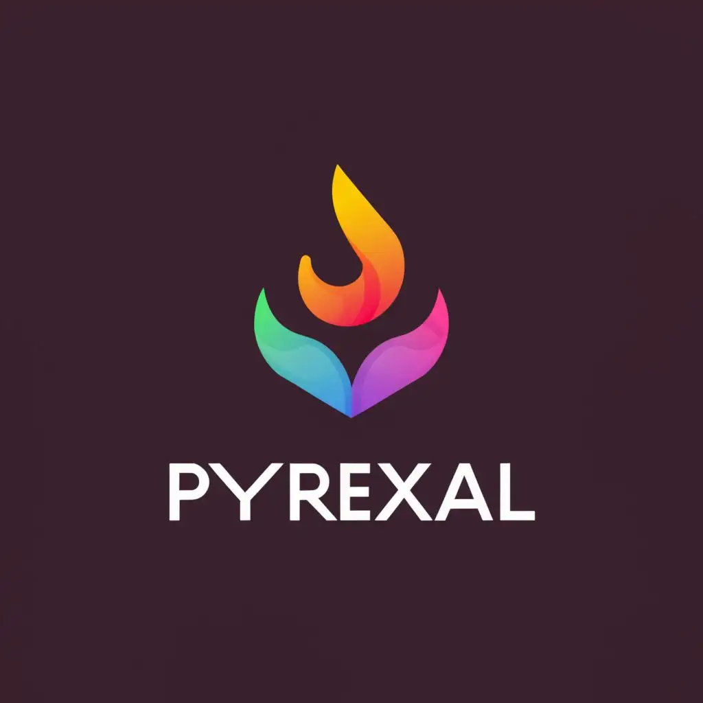 a logo design,with the text "Pyrexal", main symbol:A fire with mixed colors,complex,be used in Retail industry,clear background