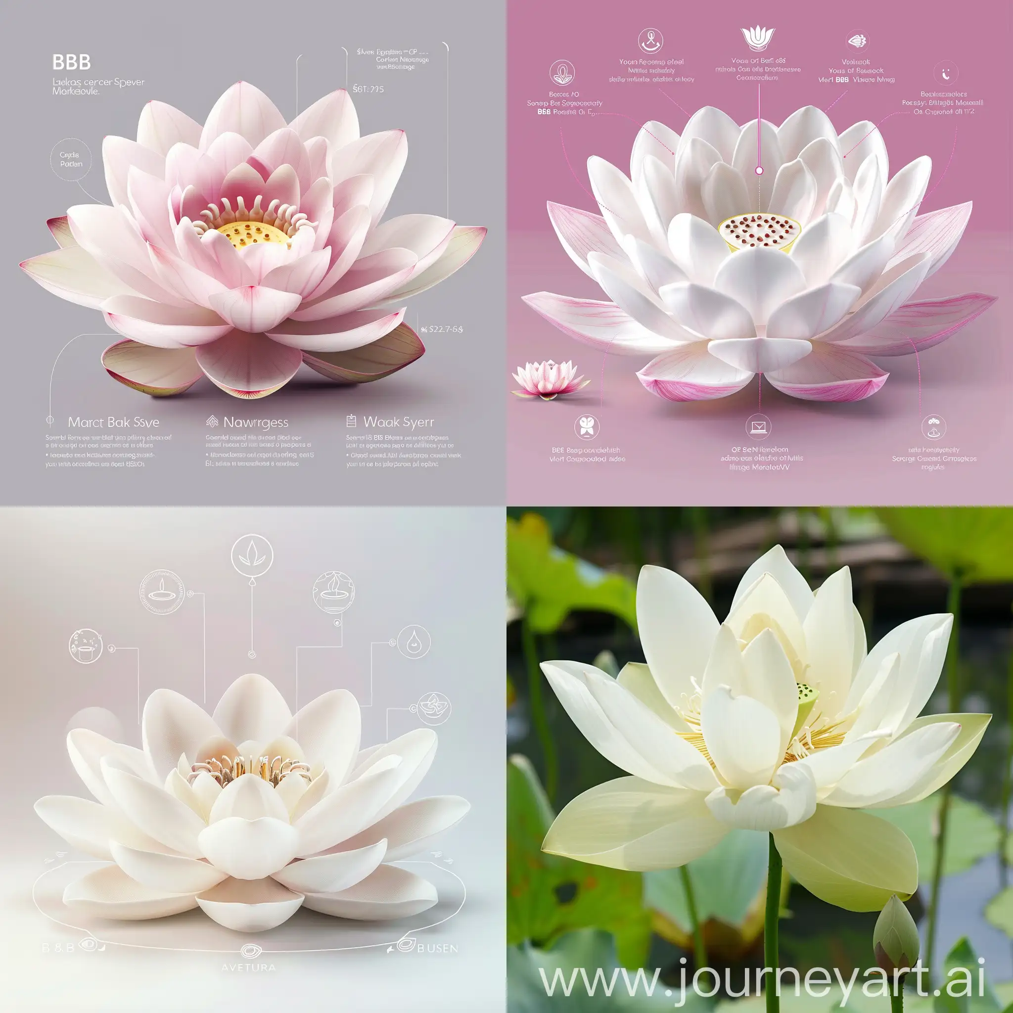 Lotus blossom with characteristics of B2B service, plumbing installation, and relations marketing