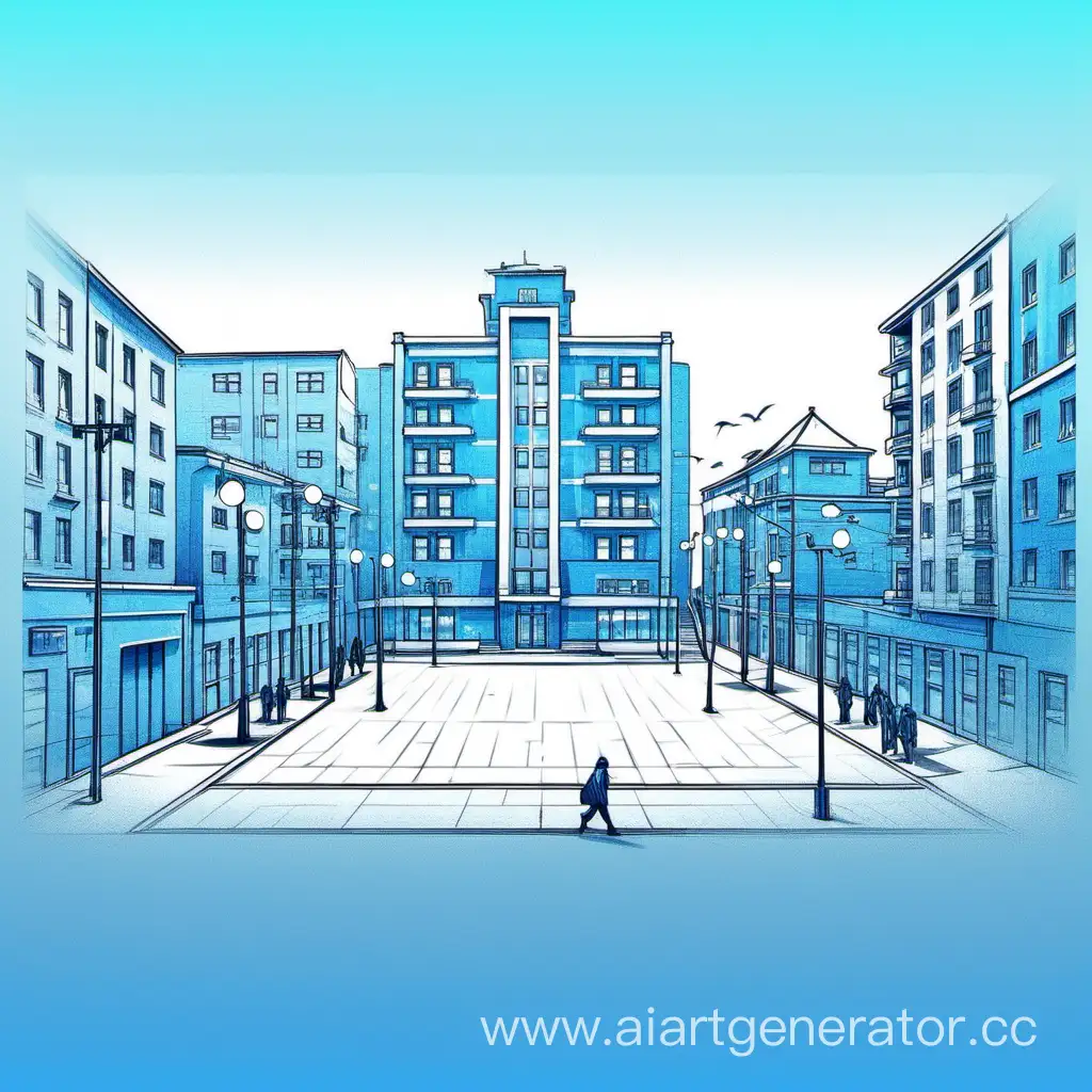 нарисуй что то минималистичное для фотаграфии аватарки для сообшества вы вк по теме города Ижевск в синих оттенках про ижевск
в квадратном изображении


