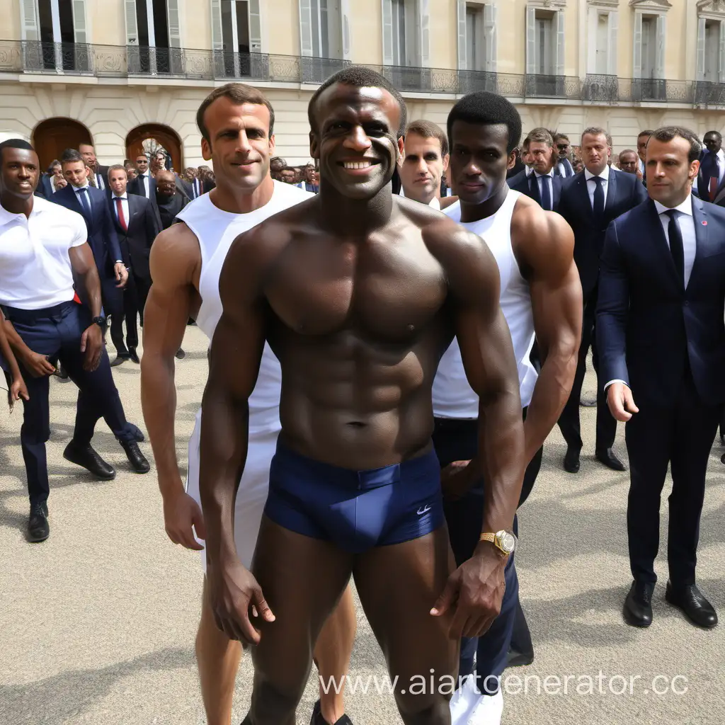 Macron loves muscular young black men.