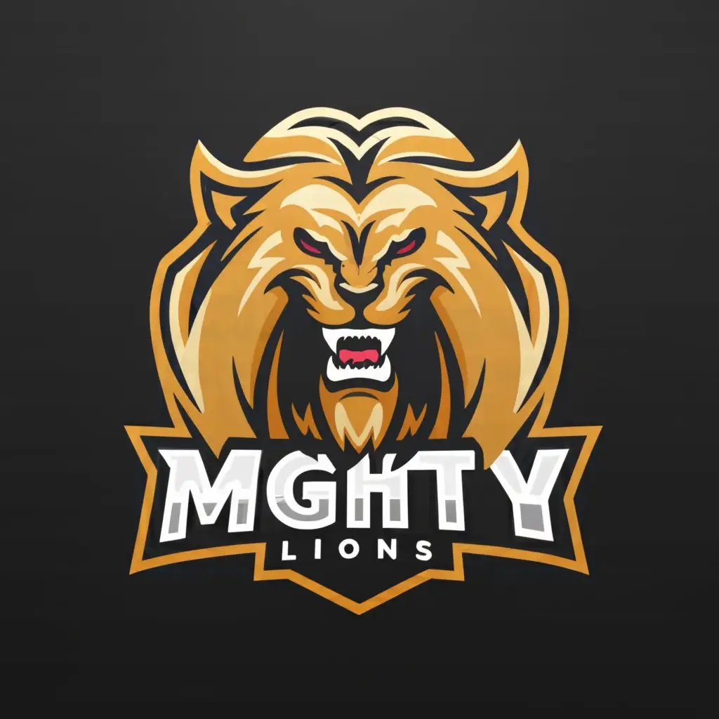 a logo design,with the text 'Mighty Lions', main symbol:angry Lion,Moderate, be used in cricket industry, clear background