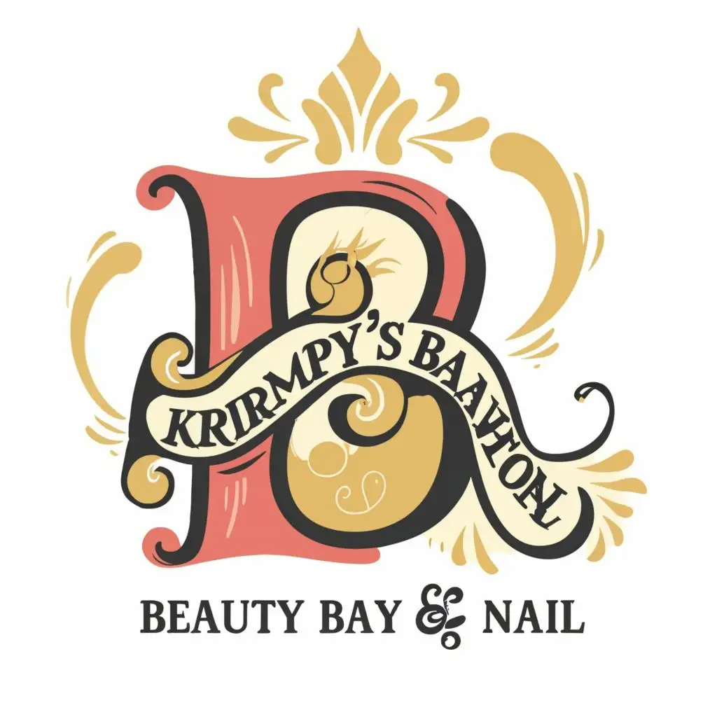 logo, R, with the text "Krimp's Beauty Bay & Nail", typography, be used in Beauty Spa industry