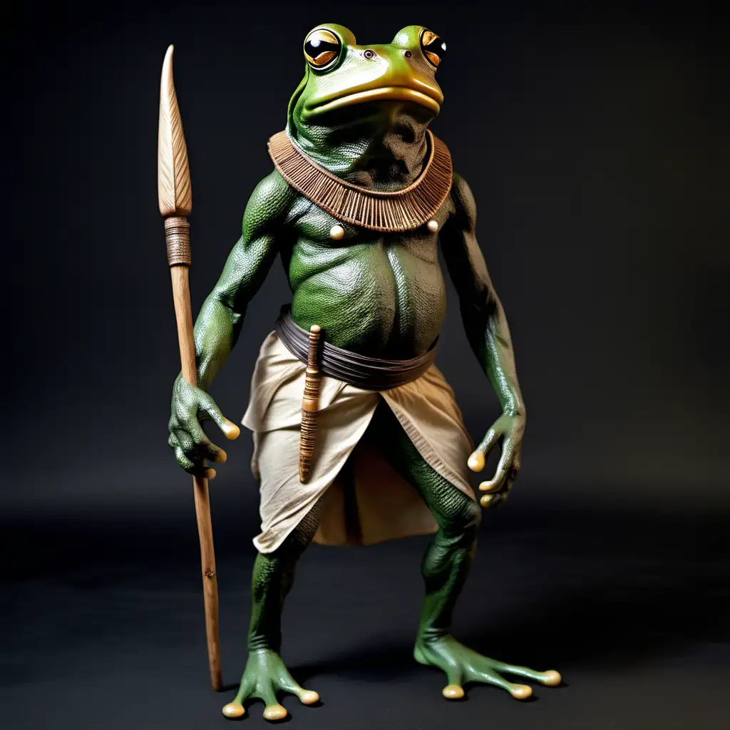 Realistic Frog in African Warrior Costume