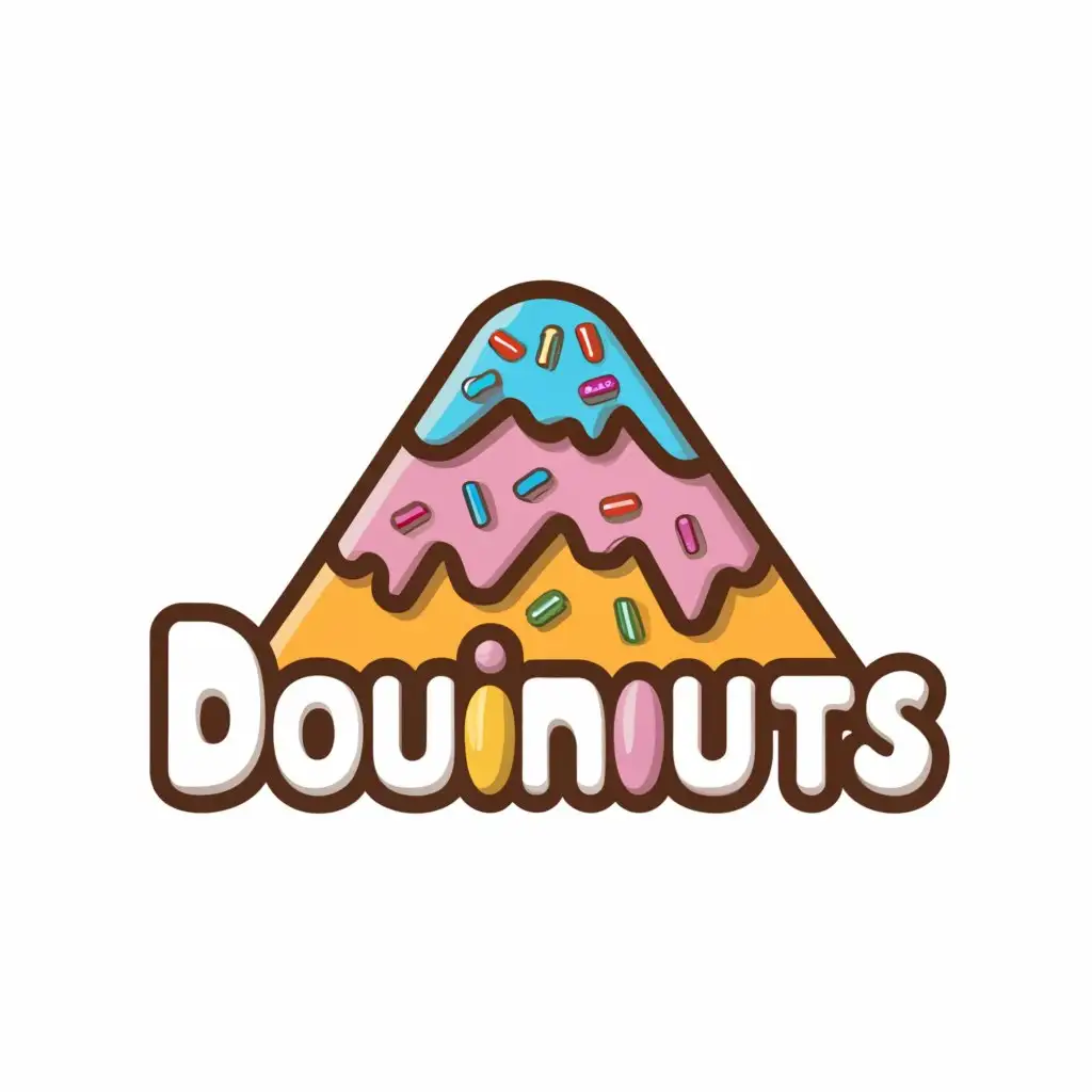 a logo design,with the text "DOUINUTS
44
", main symbol:Donuts 
Mountain
,Moderate,clear background