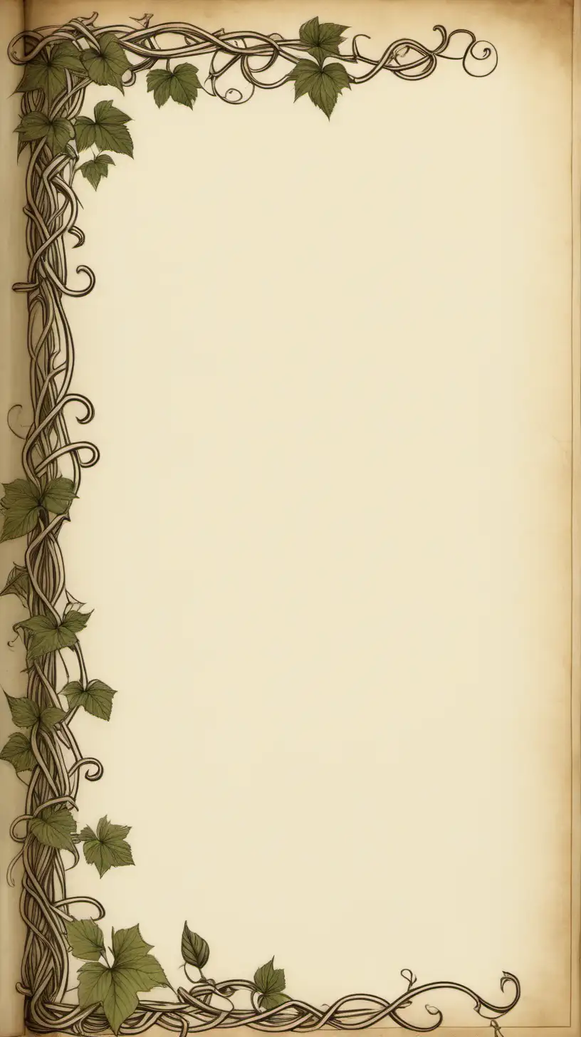 Open Book Page with Elegant Vine Border