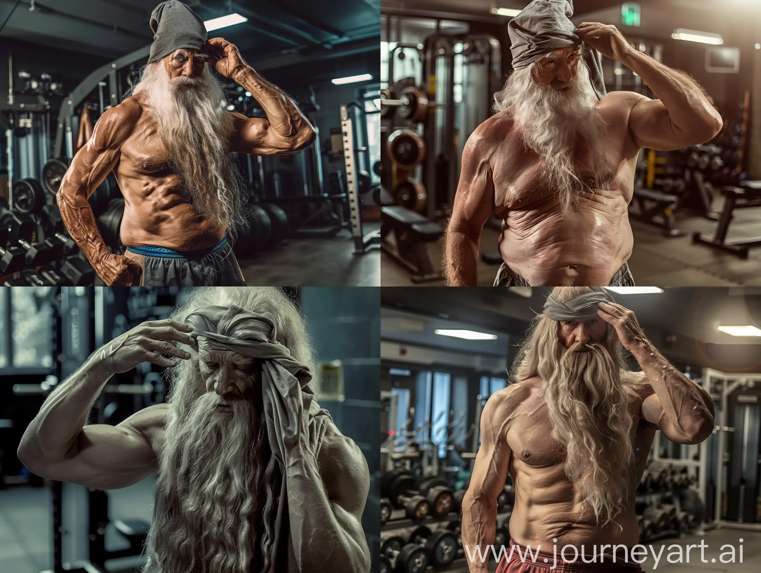 Dumbledore-Fitness-Muscular-Wizard-Workout-in-Gym-with-Sportswear