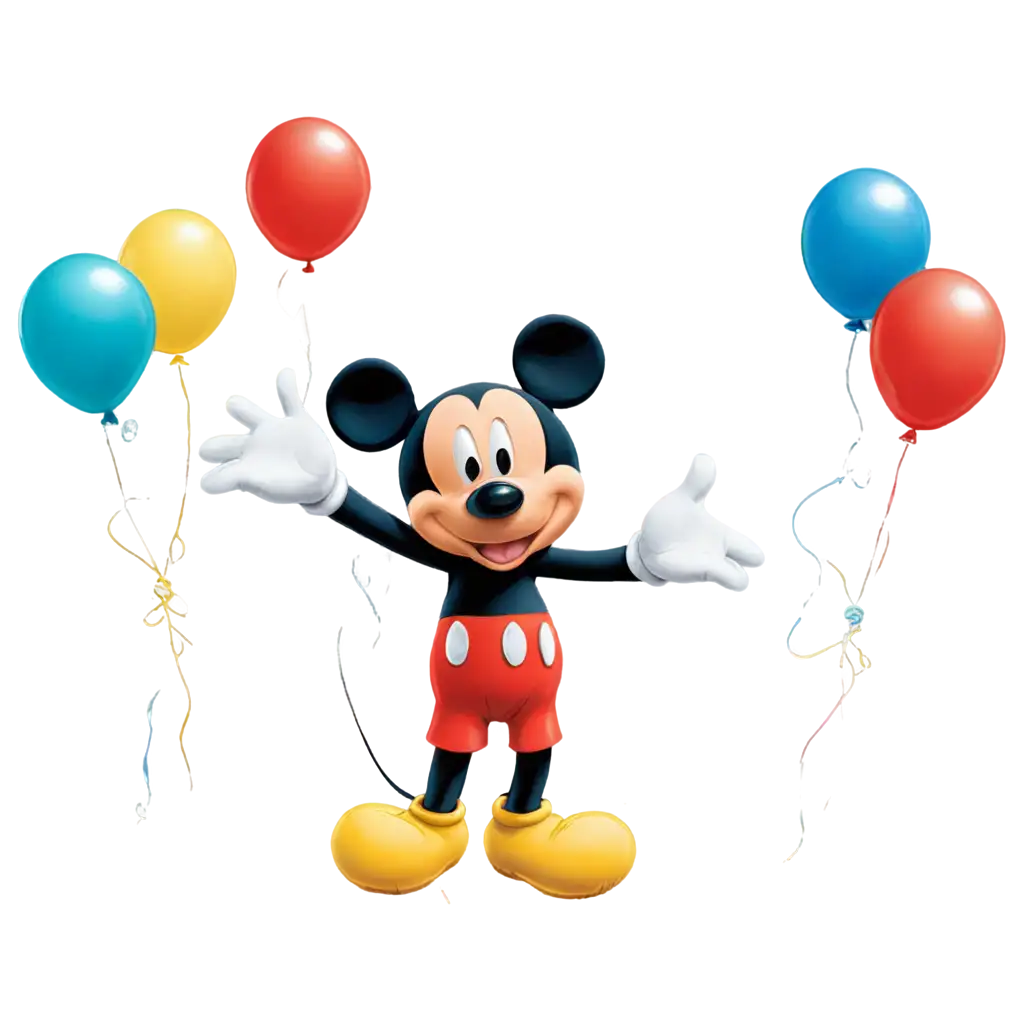 mickey mouse with 5 ballon