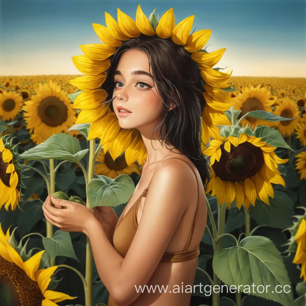 Women, sunflower