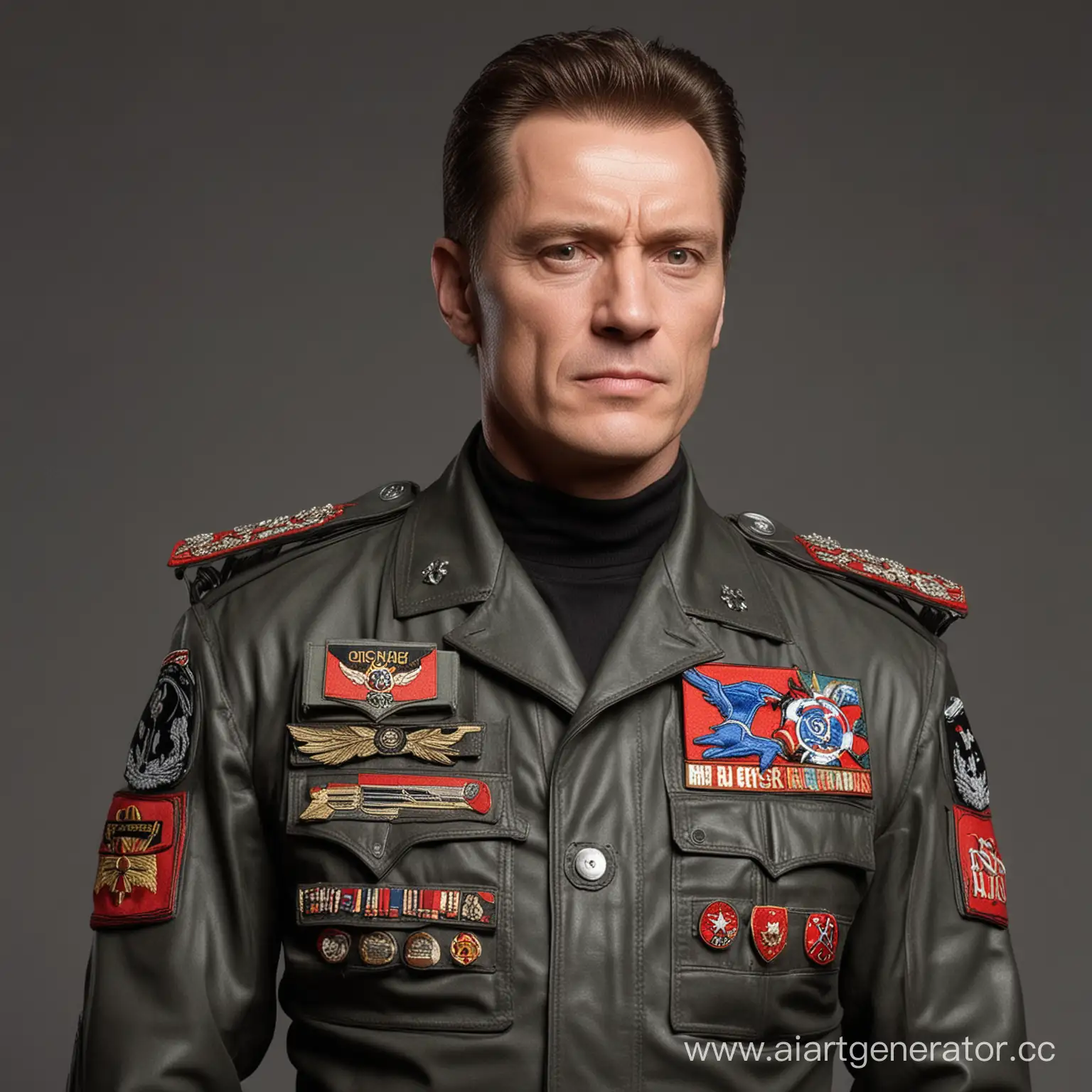 T-800 в советской форме, на левом наплечнике ZVO и СВО