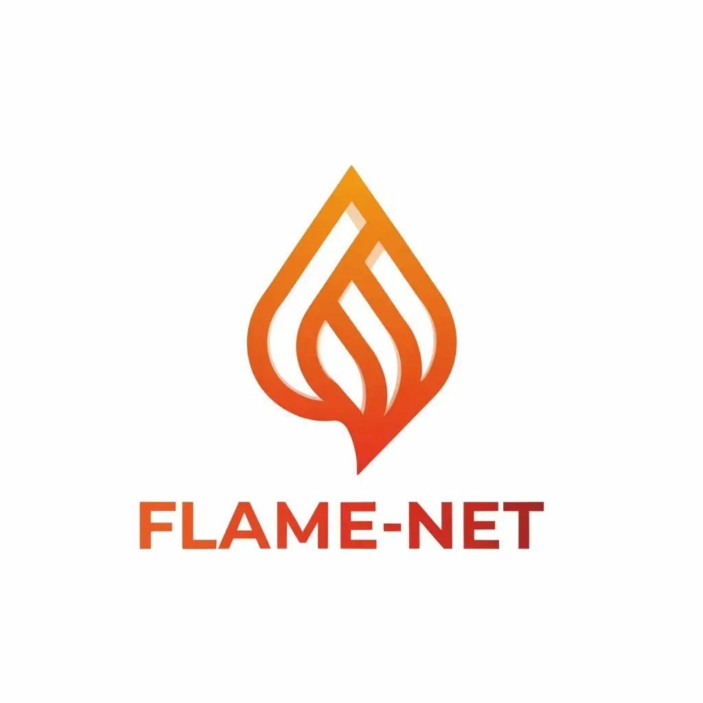 a logo design,with the text "FLAME-NET", main symbol:flame,Minimalistic,be used in Technology industry,clear background