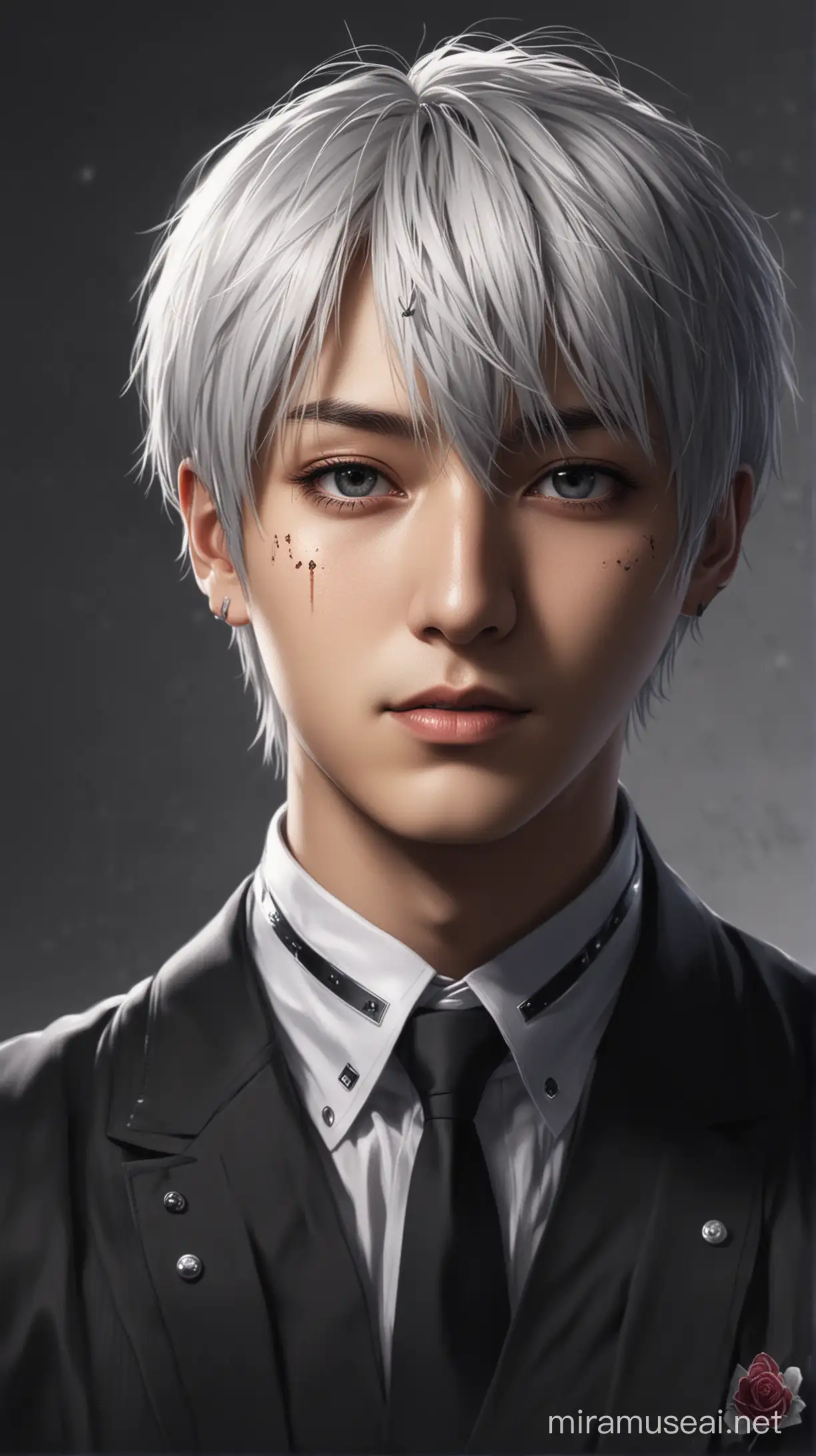Hybrid Portrait of Jungkook from BTS and Ken Kaneki from Tokyo Ghoul Anime