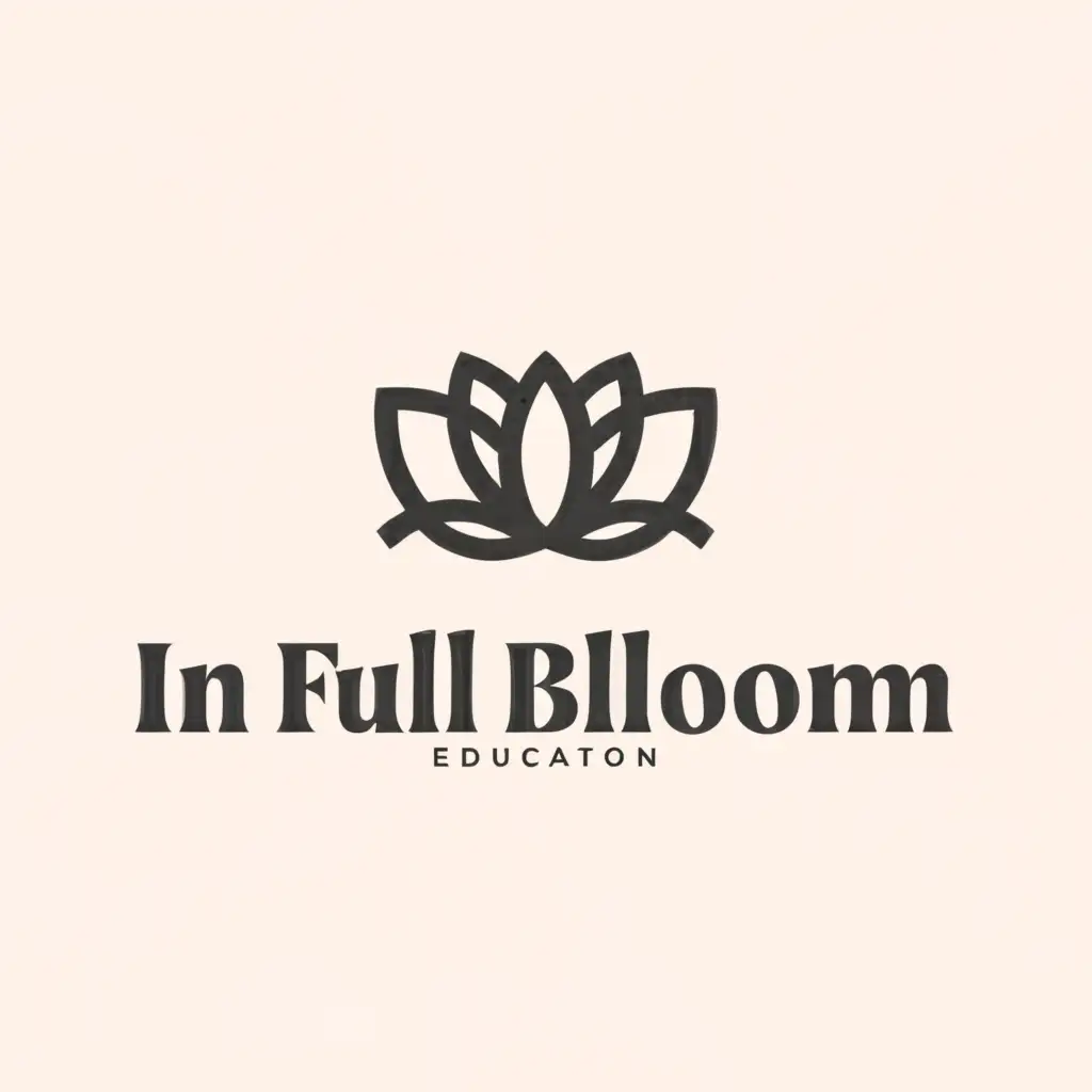 a logo design,with the text "In Full Bloom", main symbol:enlighten,Minimalistic,be used in Education industry,clear background