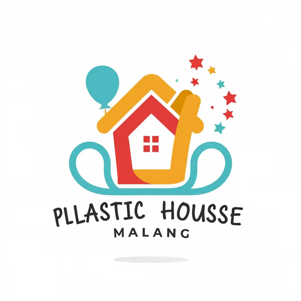 a logo design,with the text "plastic house malang", main symbol:balloon,Minimalistic,clear background