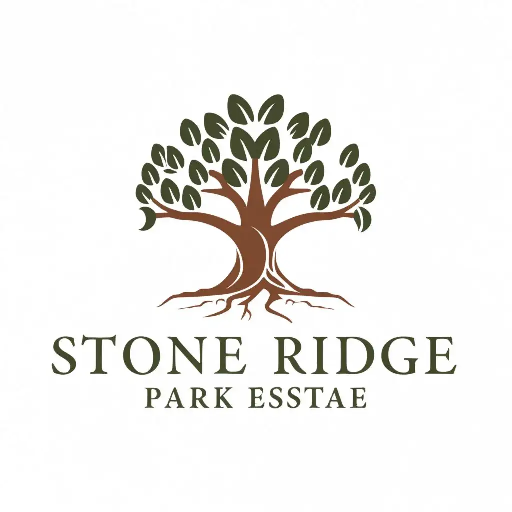 a logo design,with the text "Stone Ridge Park Estate", main symbol:Tree/Farm/Forest,complex,be used in Real Estate industry,clear background