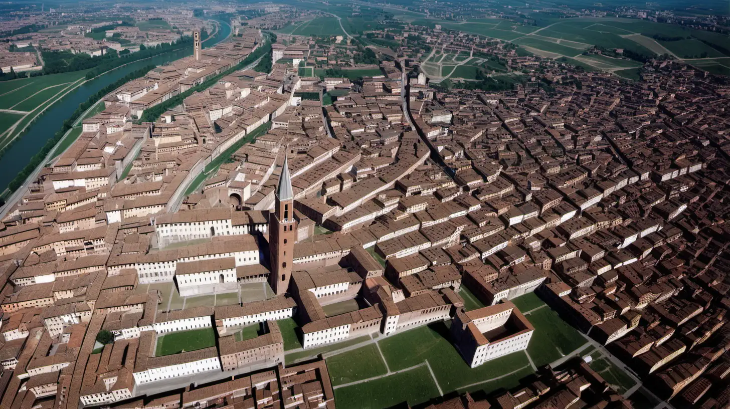 Aerial View of Historic Pavia in 1550 Timeless Cityscape Revealed