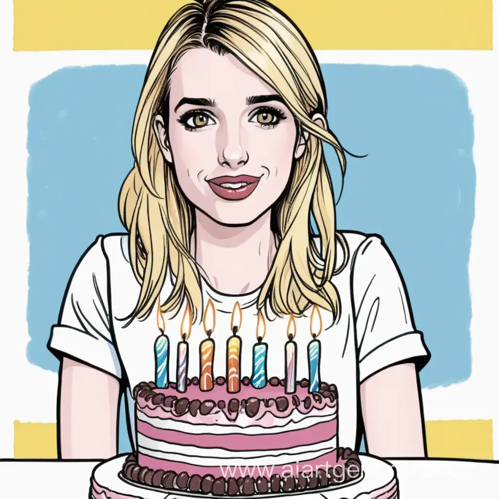 Emma-Roberts-Celebrates-Birthday-with-Happy-Birthday-Cake-in-Comic-Style