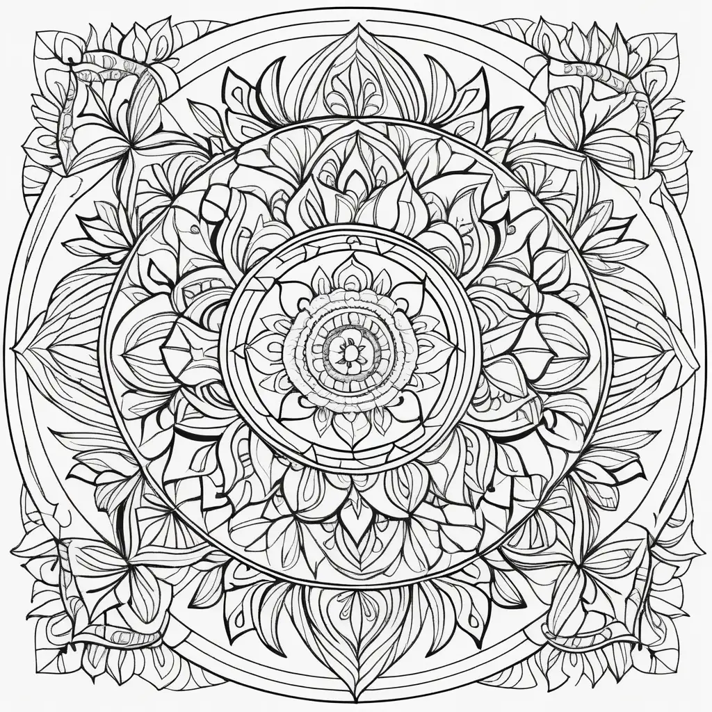 create a unique intricate mandalas 
outline on a white clear background for a adult coloring book