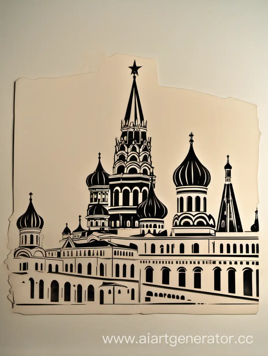Fine-Stencil-Art-of-Moscow-Kremlin-Landmark