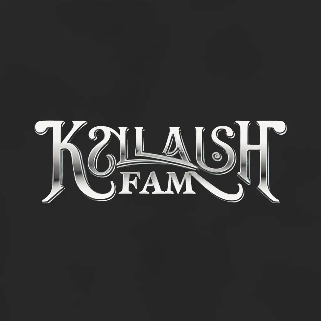 a logo design,with the text "kalashfam", main symbol:chrome text style ,Moderate,clear background