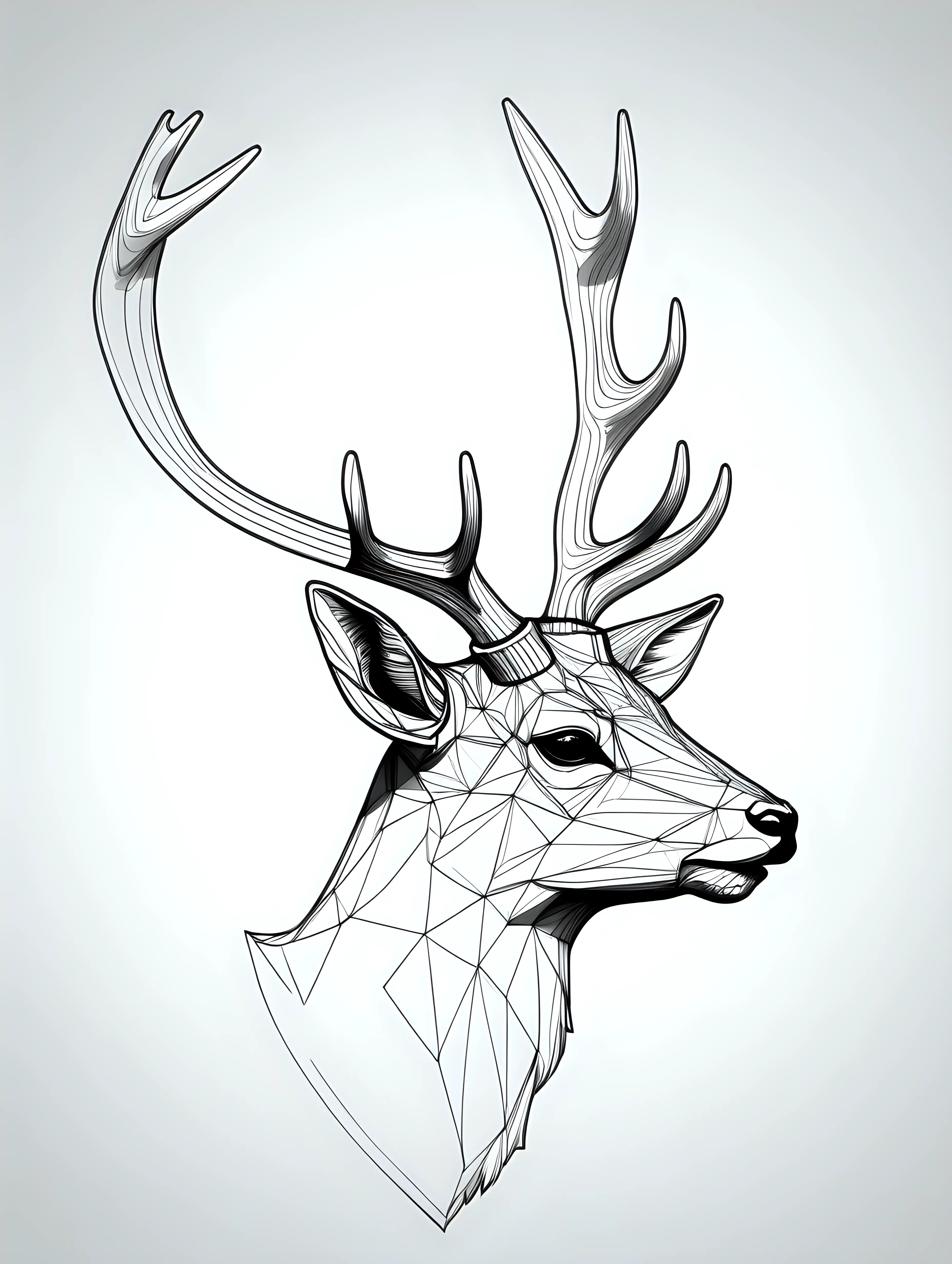 Majestic Deer Head Silhouette Art