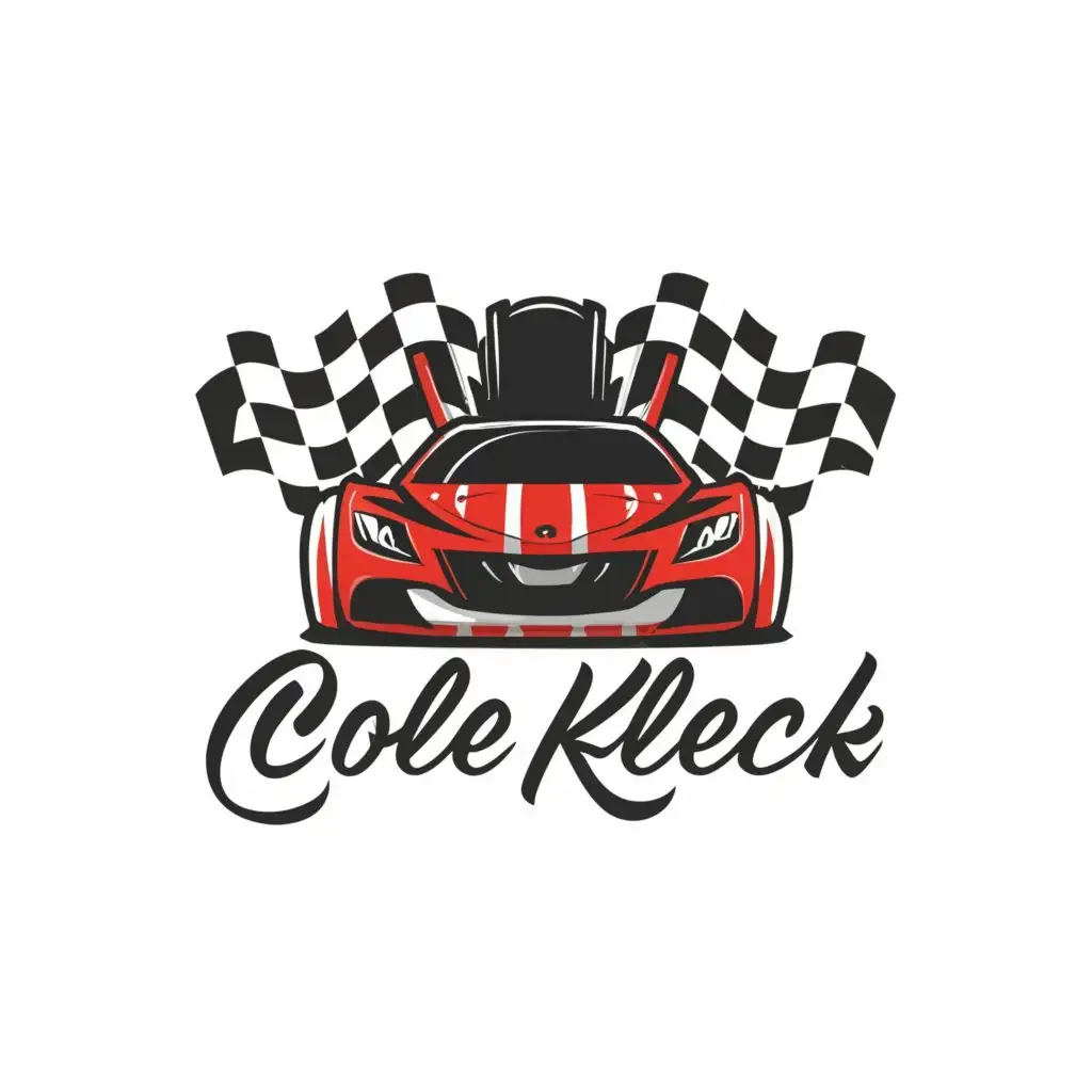 a logo design,with the text "Cole Kleck", main symbol:this  Sleek Car Racing  minimal text logo ,Minimalistic,clear background
