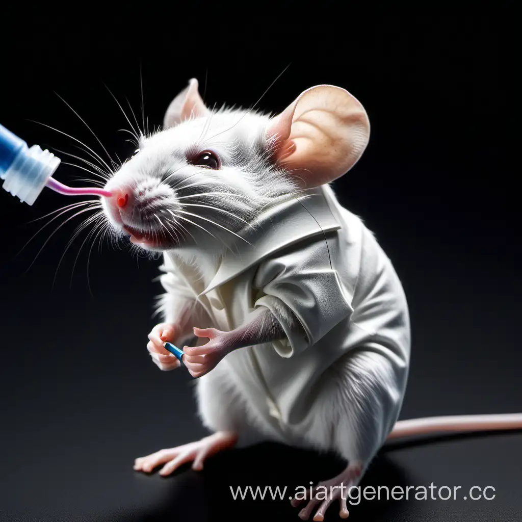 draw a laboratory mouse with a nasogastric probe inserted into its nose