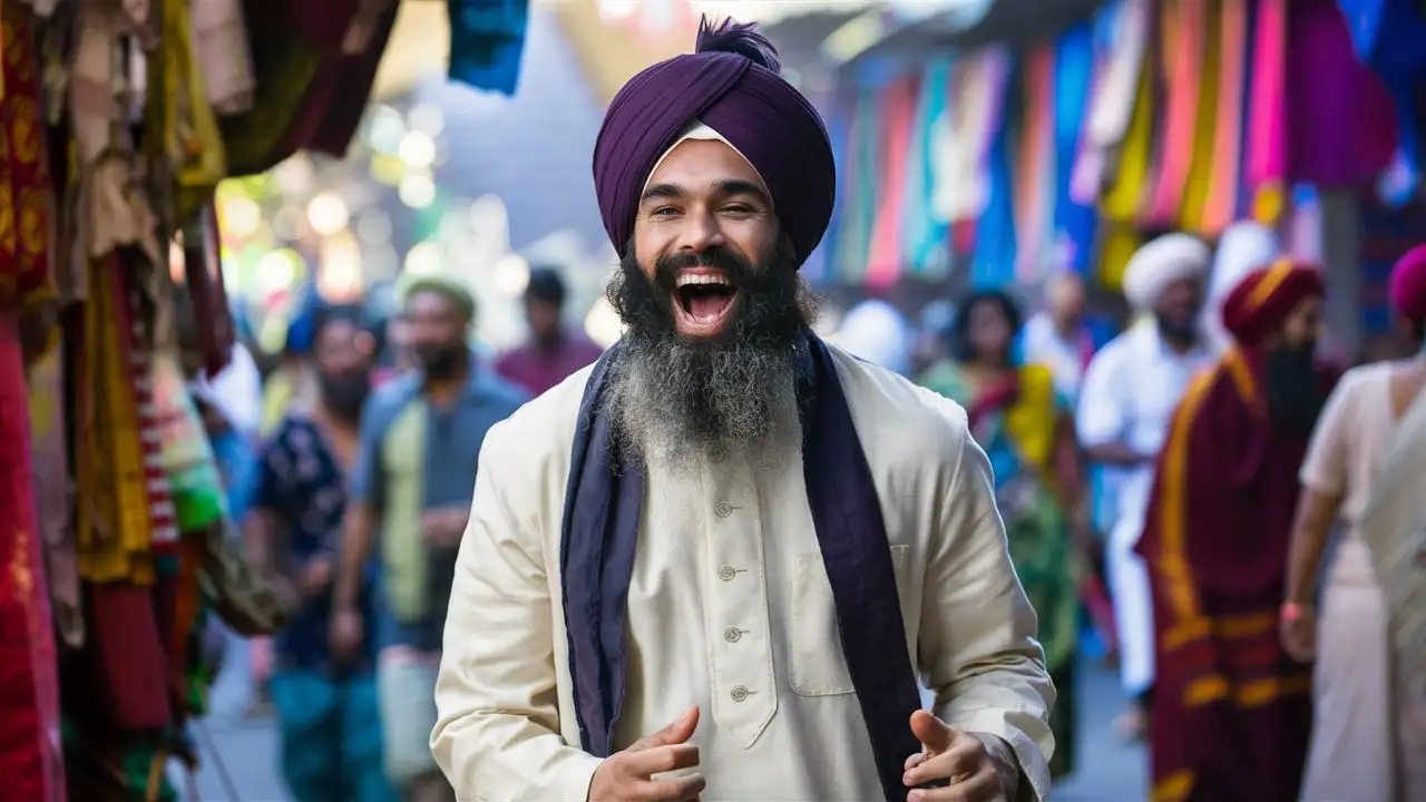 Joyful Sikh Celebrating with Resounding Laughter