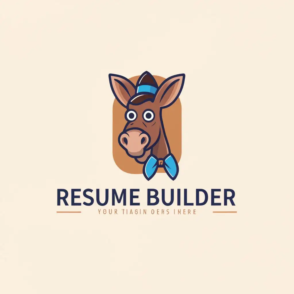 LOGO-Design-For-Resume-Builder-Professionalism-with-a-Dash-of-Wit-Featuring-a-Donkey-Icon-on-a-Clean-Background