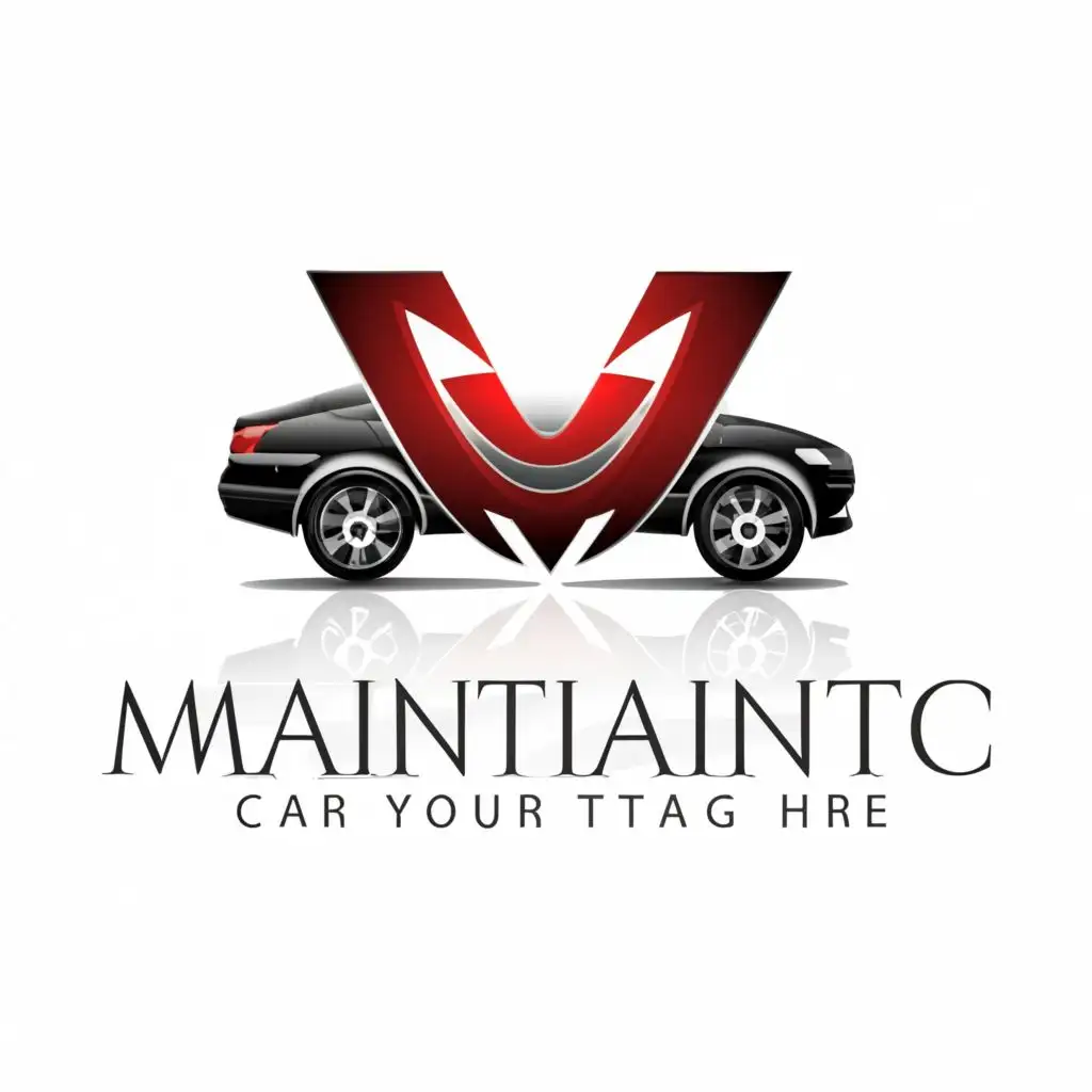 logo, Design Style: Lettermark

Business: Car service company

Brand Name: Maintaintc

Description: Craft a sophisticated lettermark logo for "Maintaintc" by combining the initials 'M' in a creative and memorable way. The letters are integrated to form a stylized red color car silhouette, with a color scheme of deep red and metallic gray to signify growth and endurance against a white background., with the text "MAINTAINTC", typography, be used in Internet industry
