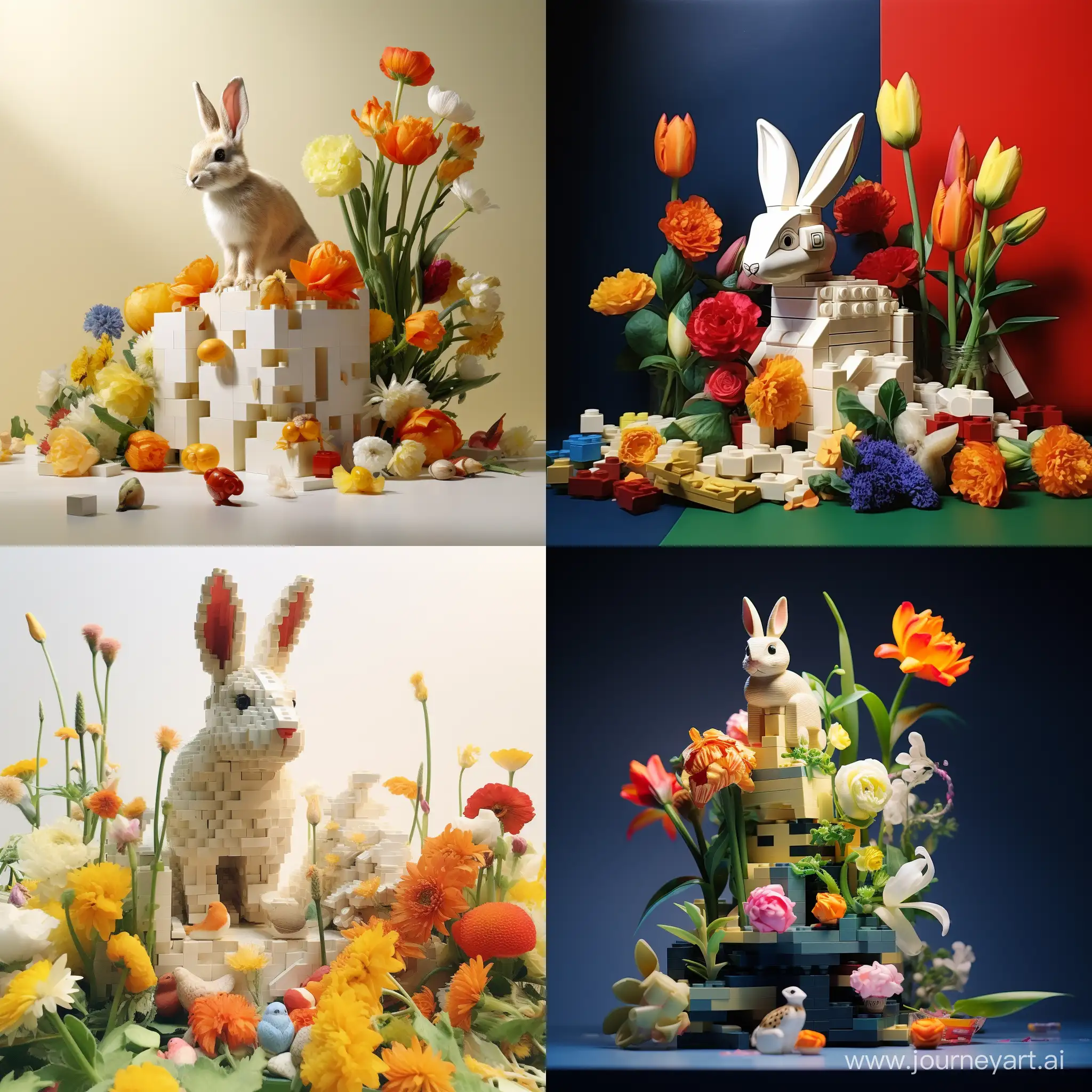 乐高 积木 兔子和花
