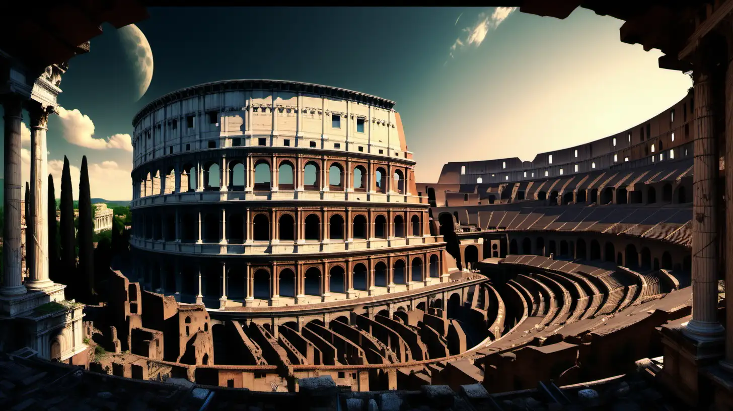 Futuristic Panoramic View of Rome Antic Thomas Cole Inspired MJ V6