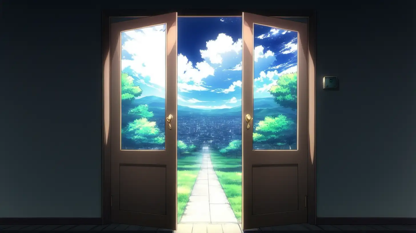 Enchanting AnimeStyle Door Opening to the Real World