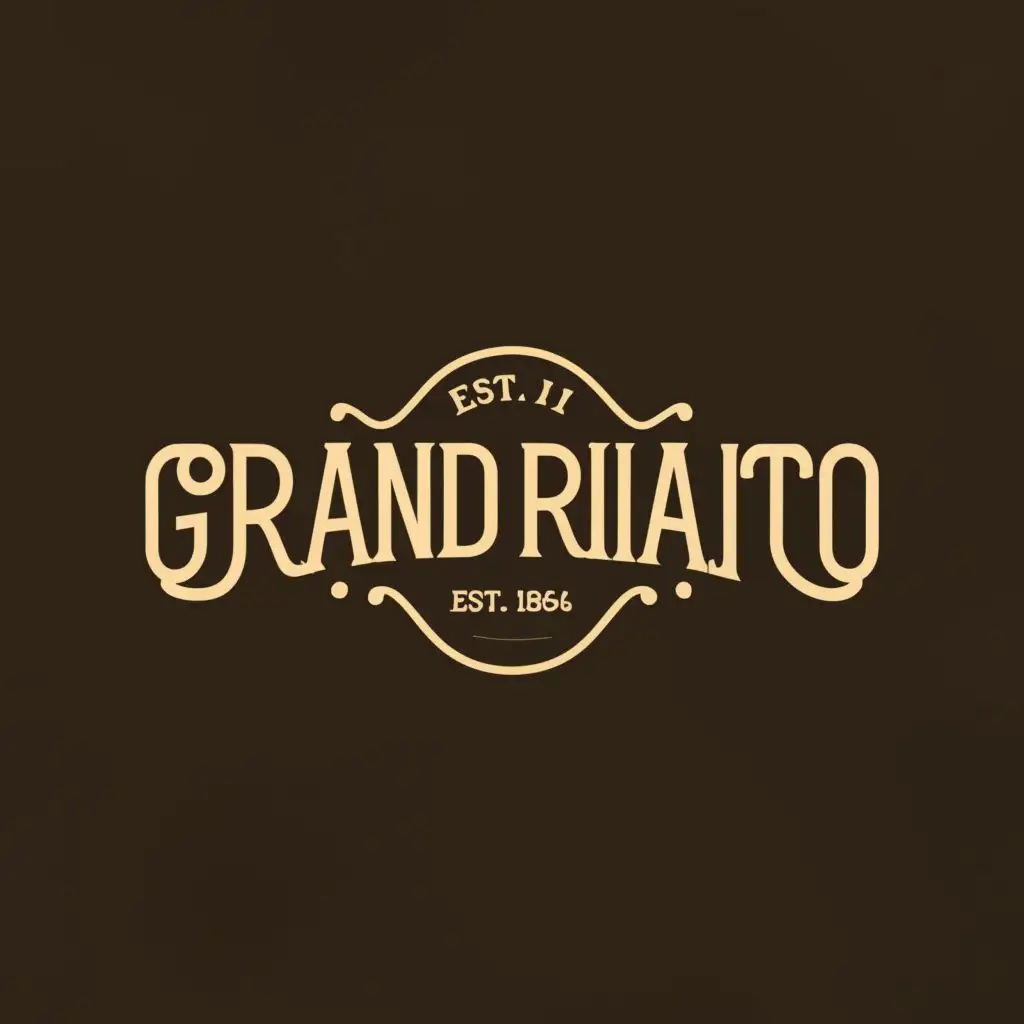 a logo design,with the text "GRAND RIALTO", main symbol:ONLY TEXT BASED LOGO / FRONT BASED LOGO,Minimalistic,be used in Restaurant industry,clear background