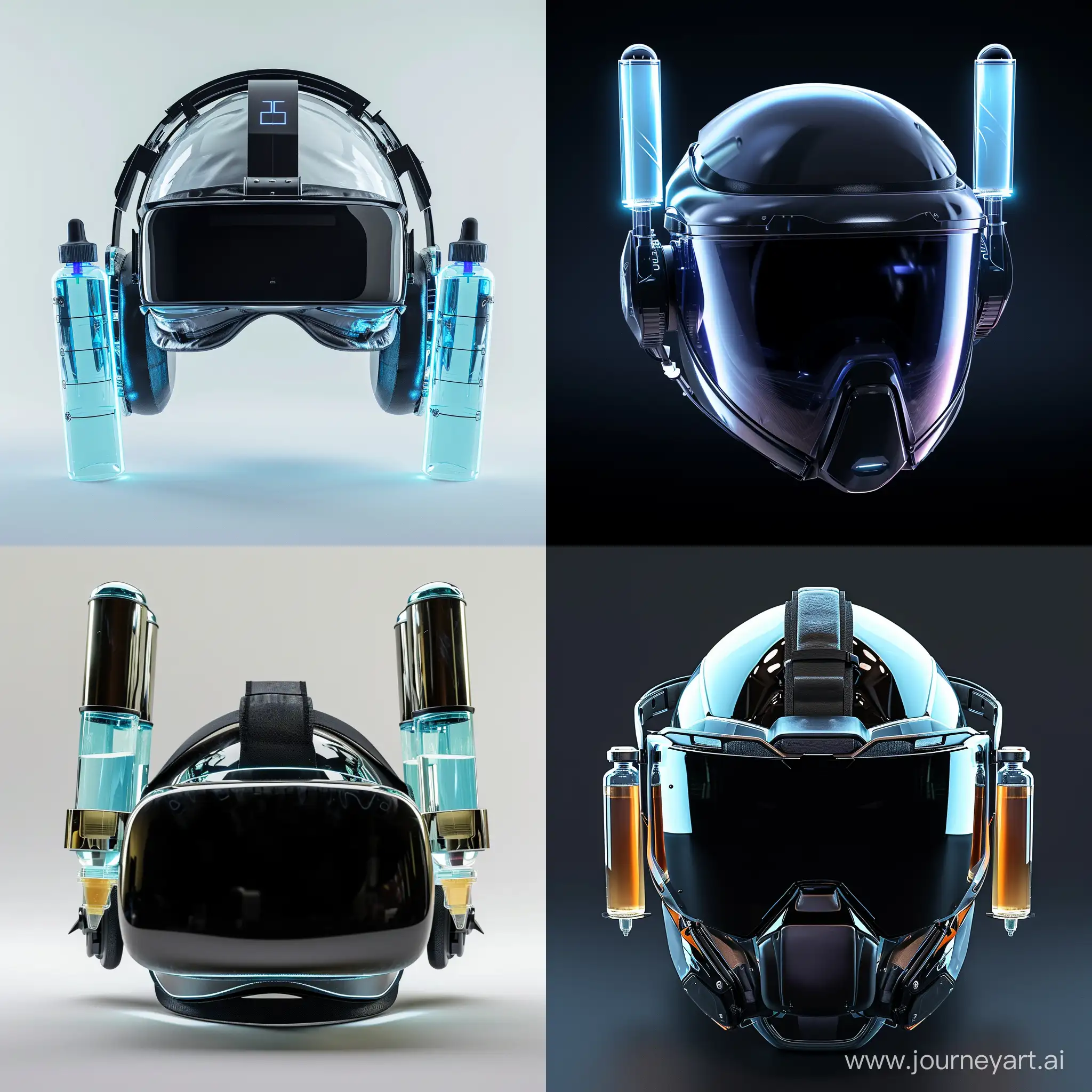 Сгенерируй шлем виртуальной реальности с ампулами по бокам