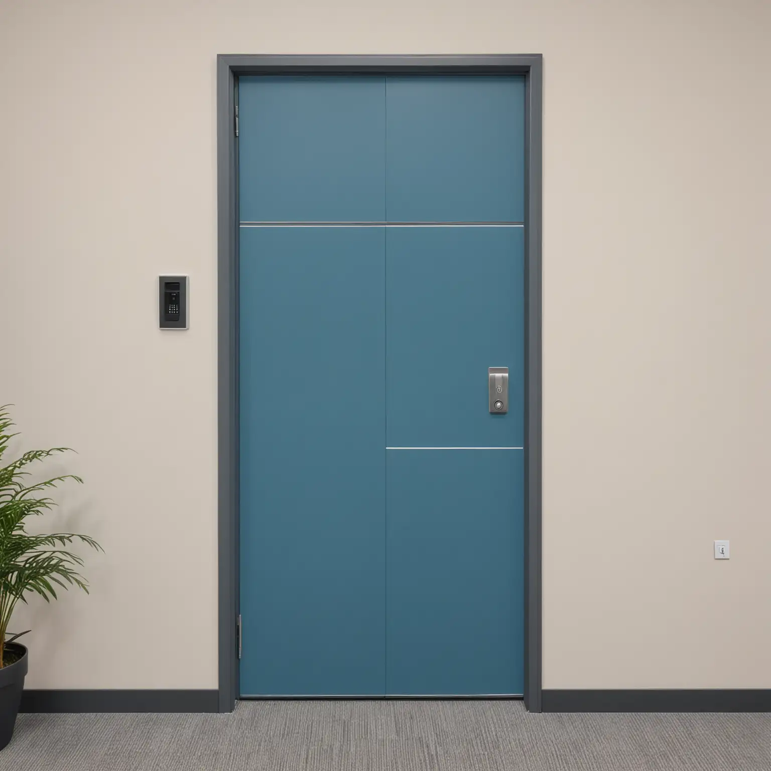 Modern Office Security Keyless Doors in Blue Setting