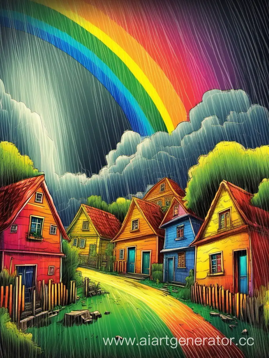 Vibrant-Village-Storm-Art-Capturing-the-Beauty-of-Nature-with-Rainbow-Splash