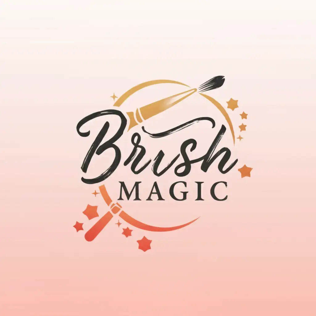 a logo design,with the text "Brush Magic", main symbol:Come up with a very stylish and minimalistic design for a makeup artist's studio in warm matching shades for the new studio,Minimalistic,be used in Beauty Spa industry,clear background