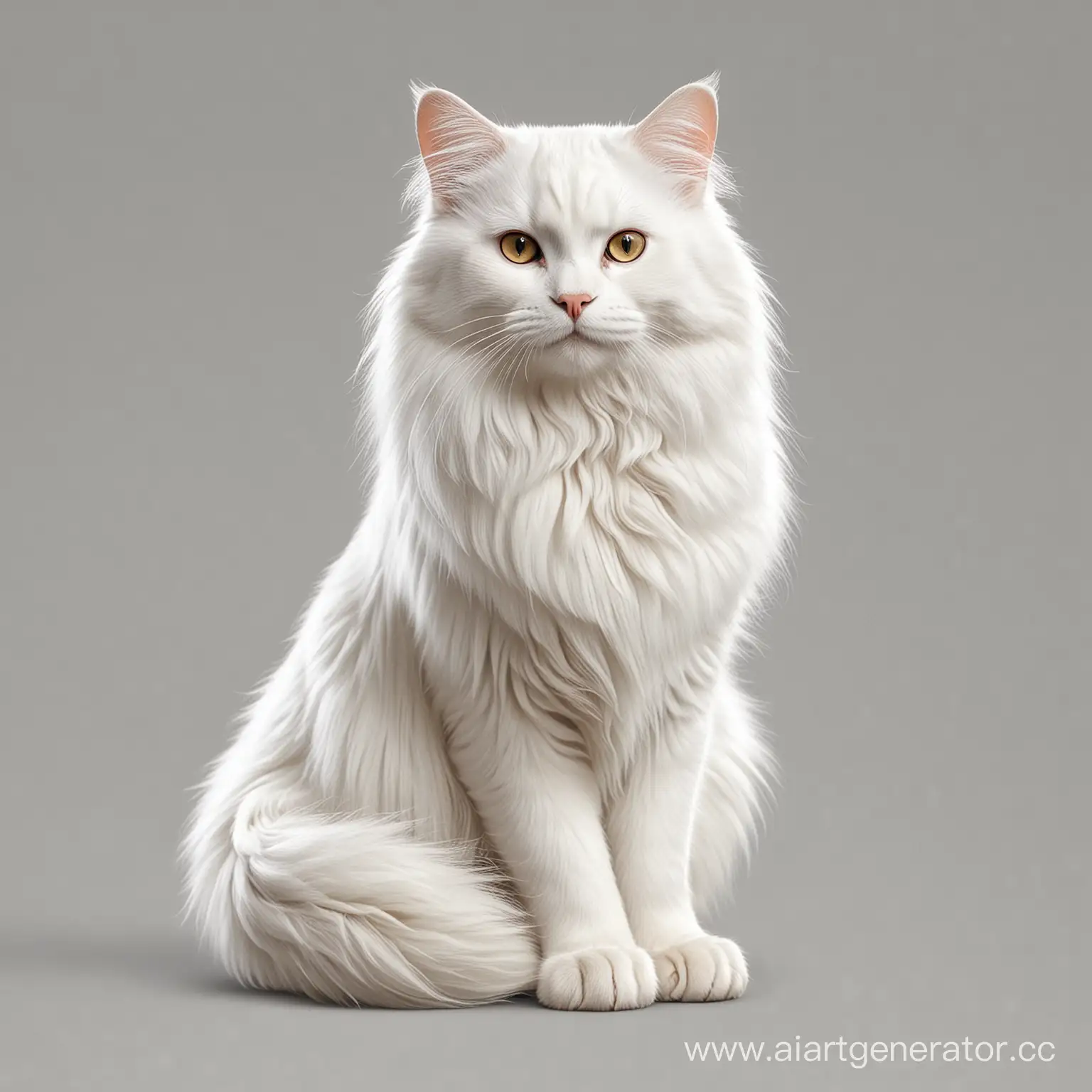 Nevsky-Masquerade-White-Cat-with-Long-Fur-Realistic-Vector-Illustration