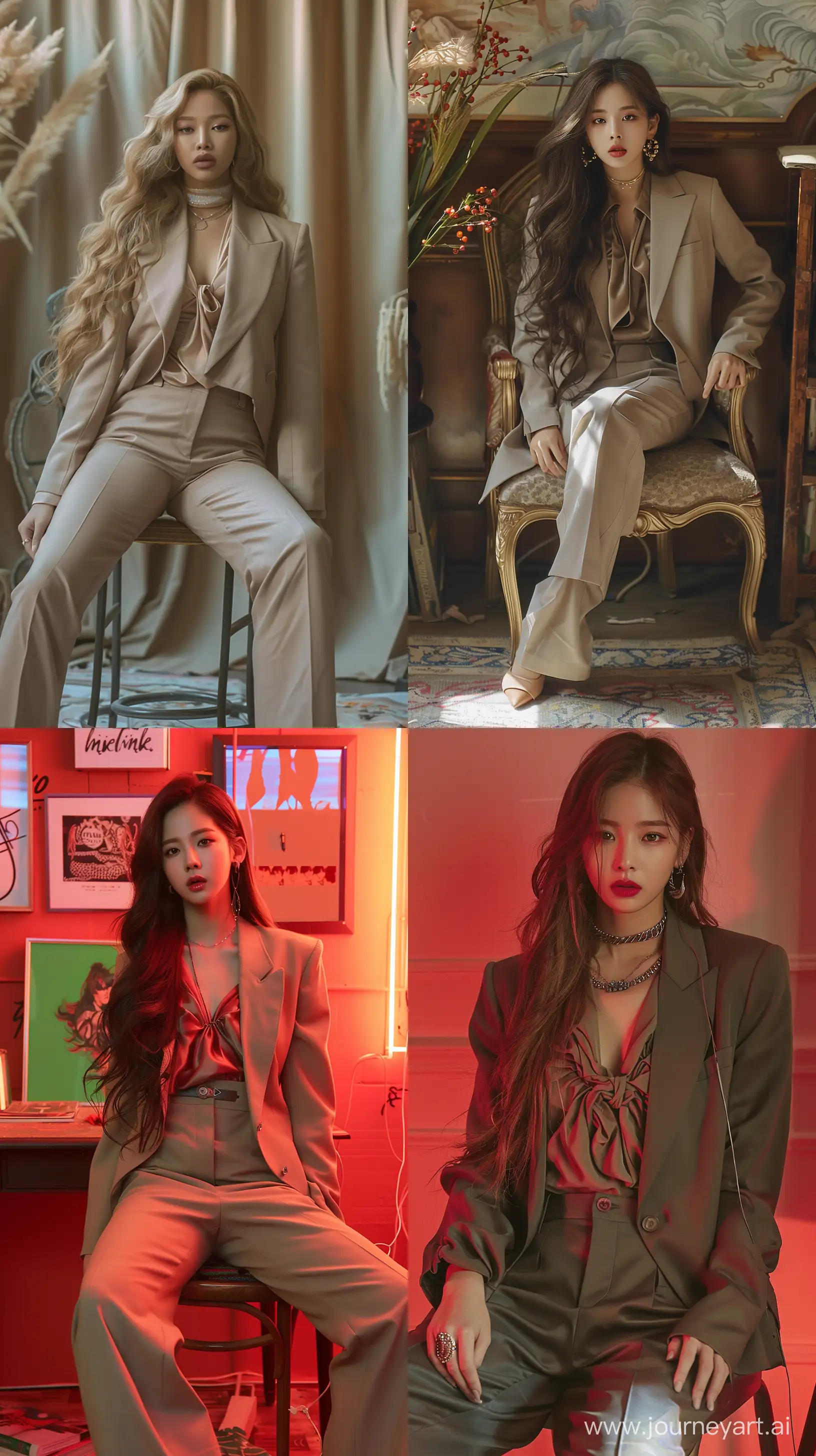 Jennie-Blackpink-Fashion-Casual-Suit-Pants-and-Blouse-in-Nocturnal-Setting