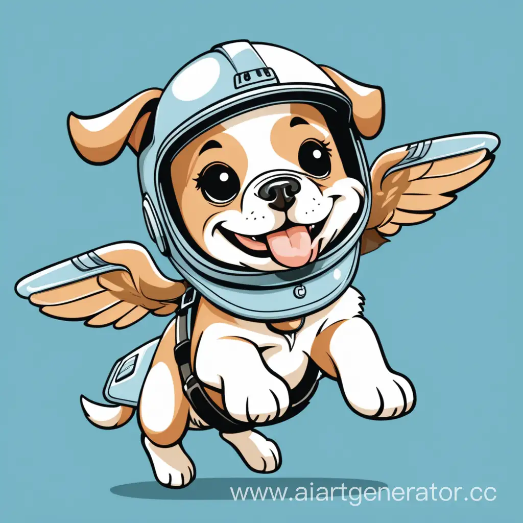 смешной летучий щенок в шлеме в векторном стиле