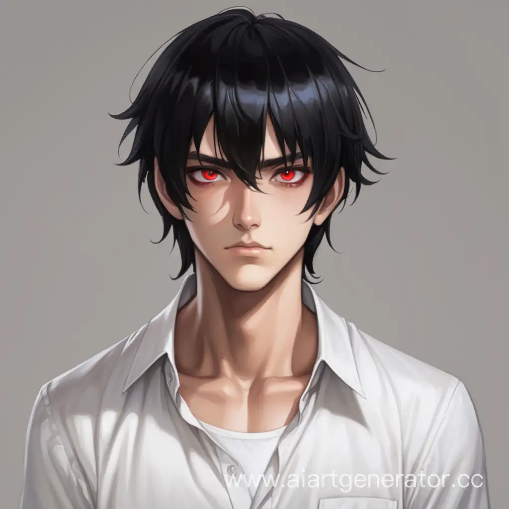 Stylish-Young-Man-with-Black-Hair-and-Red-Eyes-in-Elegant-White-Attire