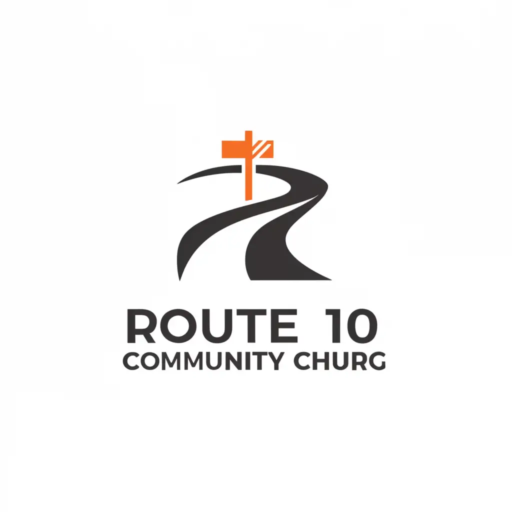 LOGO-Design-For-Route-10-Community-Church-Road-Sign-Cross-Symbol-in-Moderate-Style
