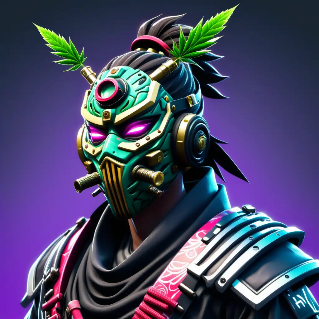 hanya mask cyberpunk style marijuana themed samurai Fortnite style skin