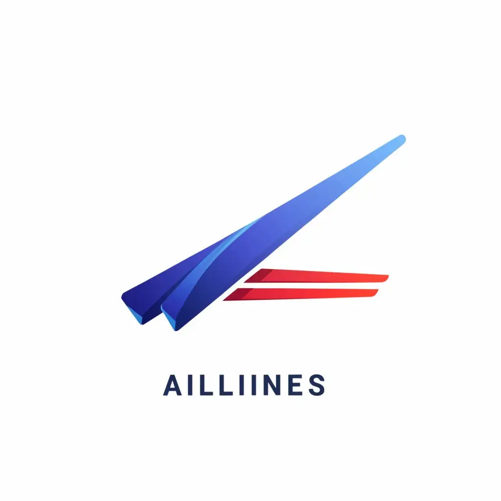 a logo design,with the text "AirlinesD", main symbol:minimalist linear aircraft vertical stabilizer icon with two colors red and blue,Minimalistic,clear background