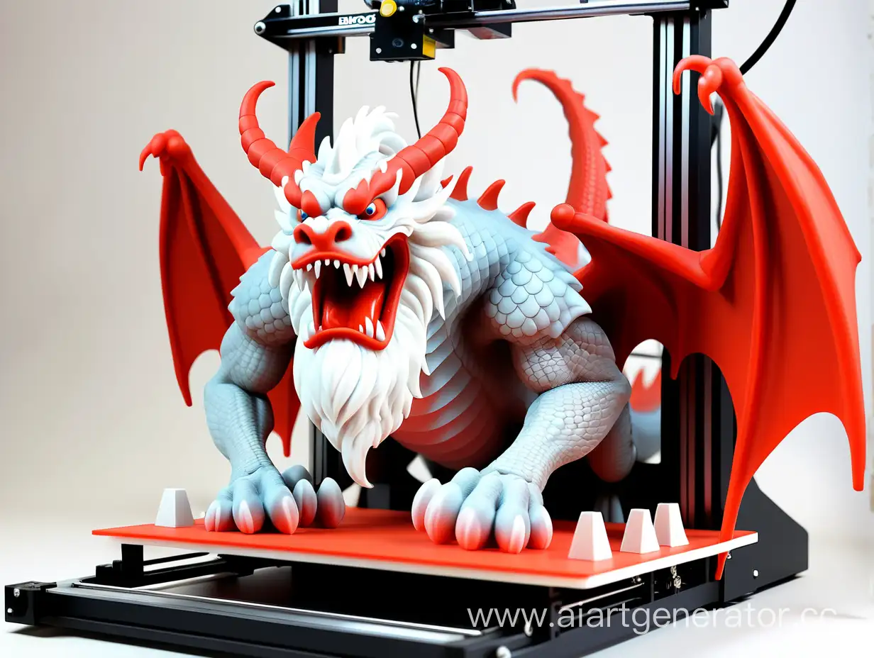 Дед мороз печатает дракона на 3d принтере